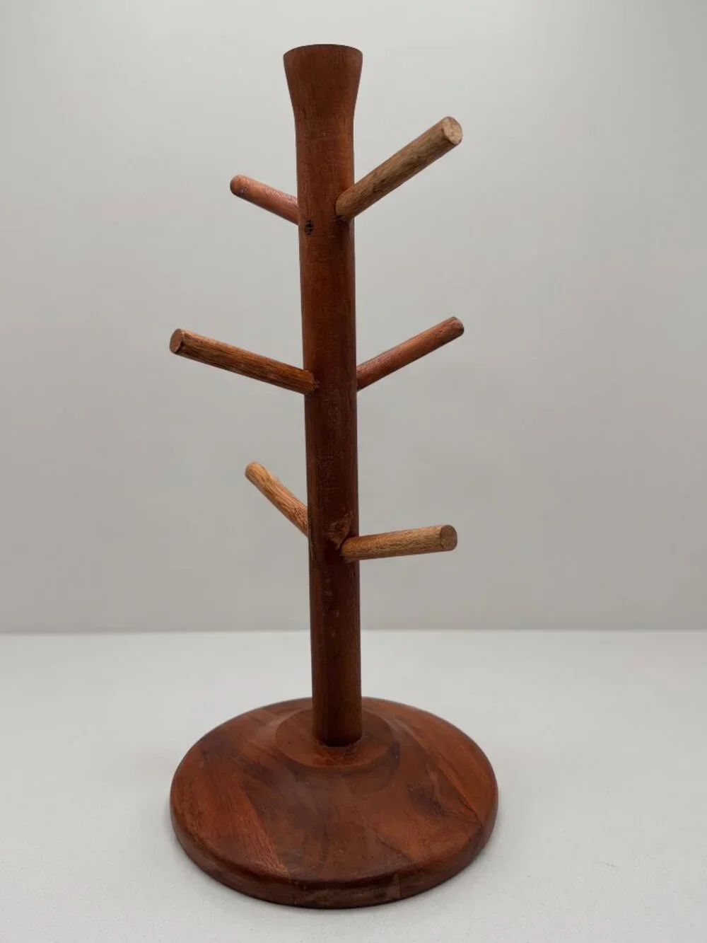 Hearth & Hand Magnolia Acacia Wood Mug Tree Rack Stand 6 Hooks Natural 15 Inches